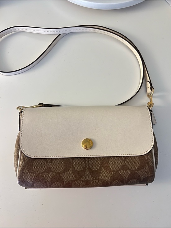 Coach Handbags - Coach White & Brown Signature Crossbody Bag